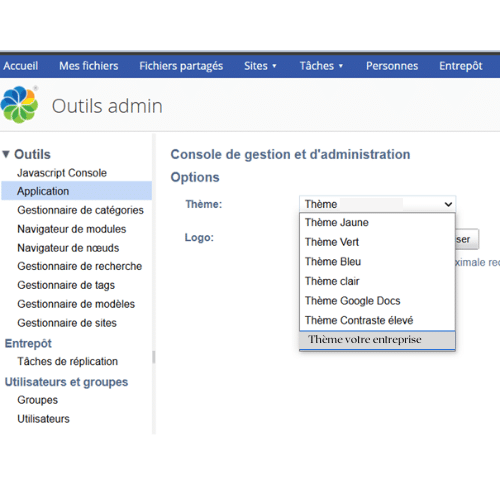 image montrant l'interface administrateur personnalisé